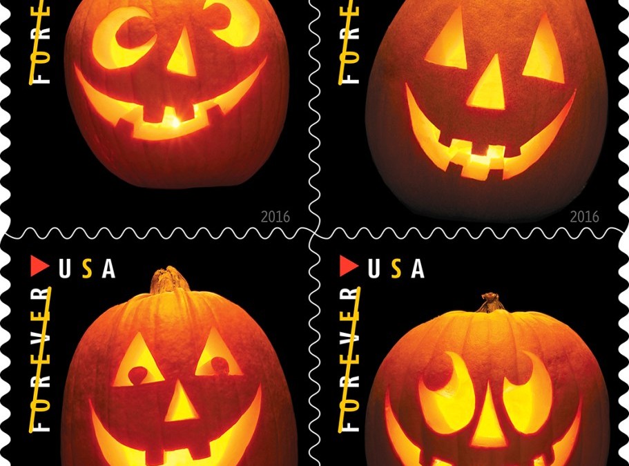 Get into the Early Halloween Spirit with These USPS Jack-O’-Lantern Stamps!